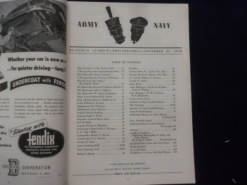 1948 NOVEMBER 27 ARMY-NAVY FOOTBALL PROGRAM-MUNICIPAL STADIUM PHILADELPHIA-K 119