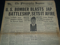 1941 DEC 11 PHILADELPHIA INQUIRER - U. S. BOMBER BLASTS JAP BATTLESHIP - NT 7507