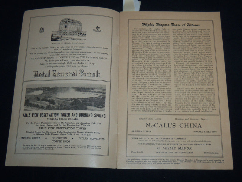 1920'S NIAGARA FALLS A GUIDE FOR WELCOME VISITORS BOOK - J 8702