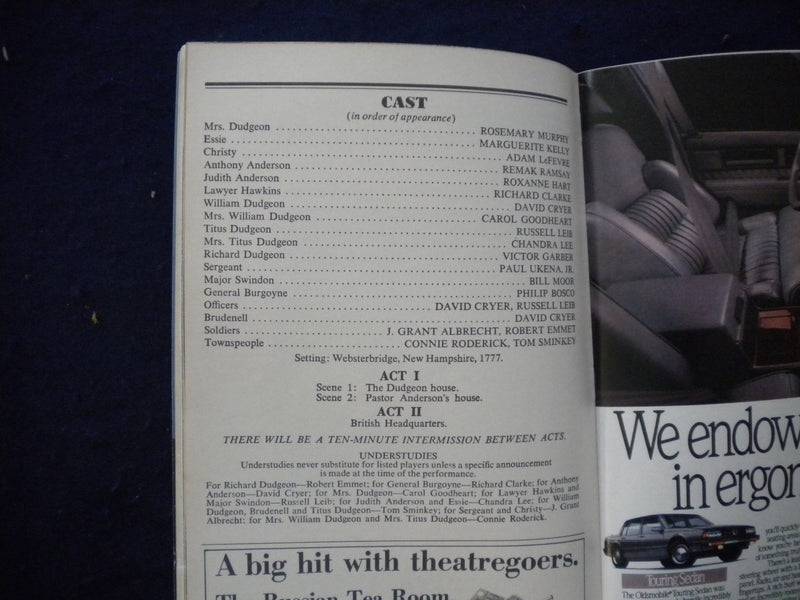 1988 THE DEVIL'S DISCIPLE PLAYBILL - PHILIP BOSCO + 2 OTHER SIGNATURES - J 8317