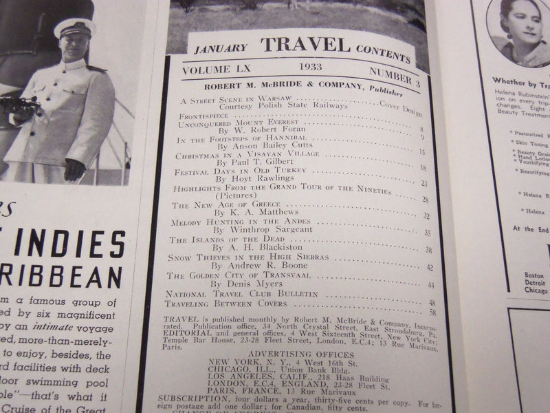 1933 JANUARY TRAVEL MAGAZINE - A STREET SCENE IN WARSAW COVER - J 1941
