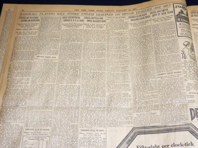 1917 JANUARY 12 NEW YORK TIMES NEWSPAPER - ALLIES TERMS OF PEACE - NT 8742