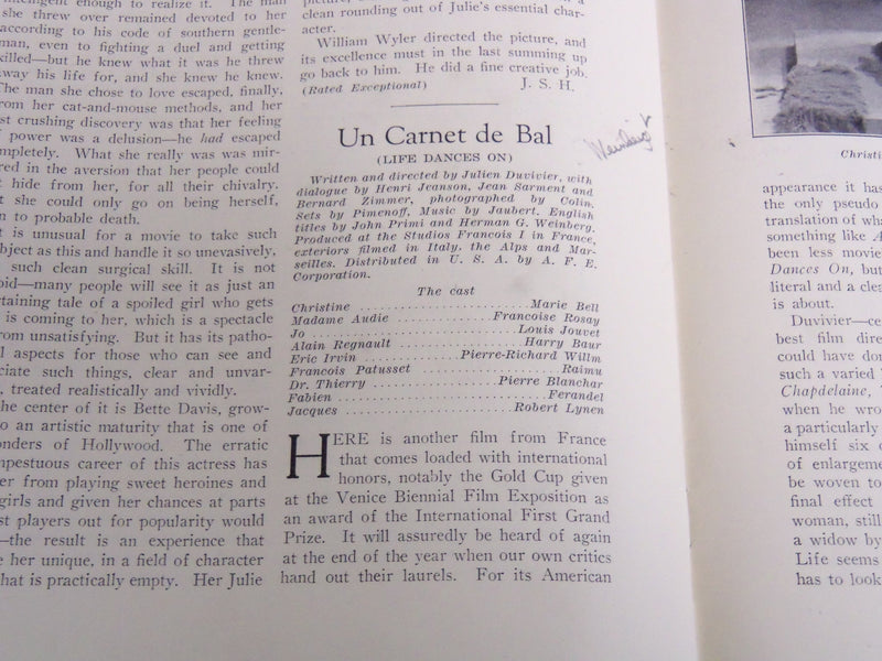1938 APRIL NATIONAL BOARD OF REVIEW MAGAZINE - BETTE DAVIS COVER - K 1146