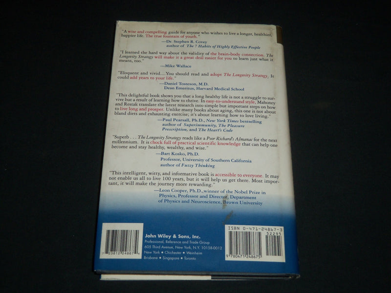 1998 THE LONGEVITY STRATEGY BOOK SIGNED -DAVID MAHONEY & RICHARD RESTAK- KD 5537