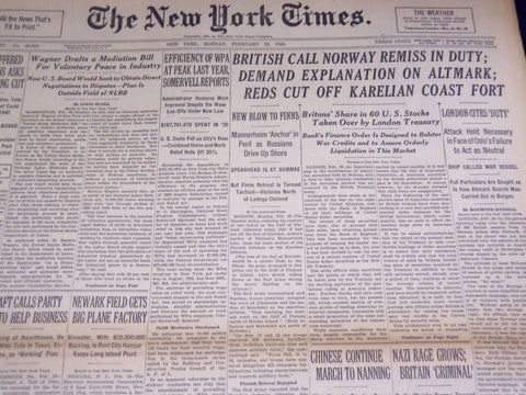 1940 FEBRUARY 19 NEW YORK TIMES - REDS CUT OFF KARELIAN - NT 2924