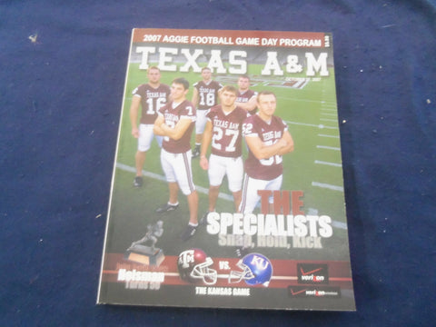 2007 OCT 27 FOOTBALL PROGRAM - TEXAS A&M UNIVERSITY VS UNIV OF KANSAS- SP 1214X