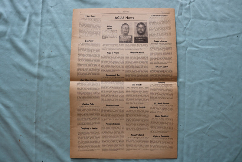 1972 FEBRUARY CIVIL LIBERTIES NEWSPAPER - VIET NAM - K 3301