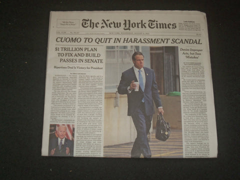 2021 AUGUST 11 NEW YORK TIMES - CUOMO TO QUIT IN HARASSMENT SCANDAL