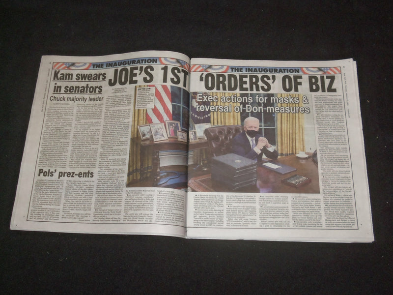 2021 JANUARY 21 NEW YORK POST NEWSPAPER -JOE BIDEN AND KAMALA HARRIS INAUGURATED