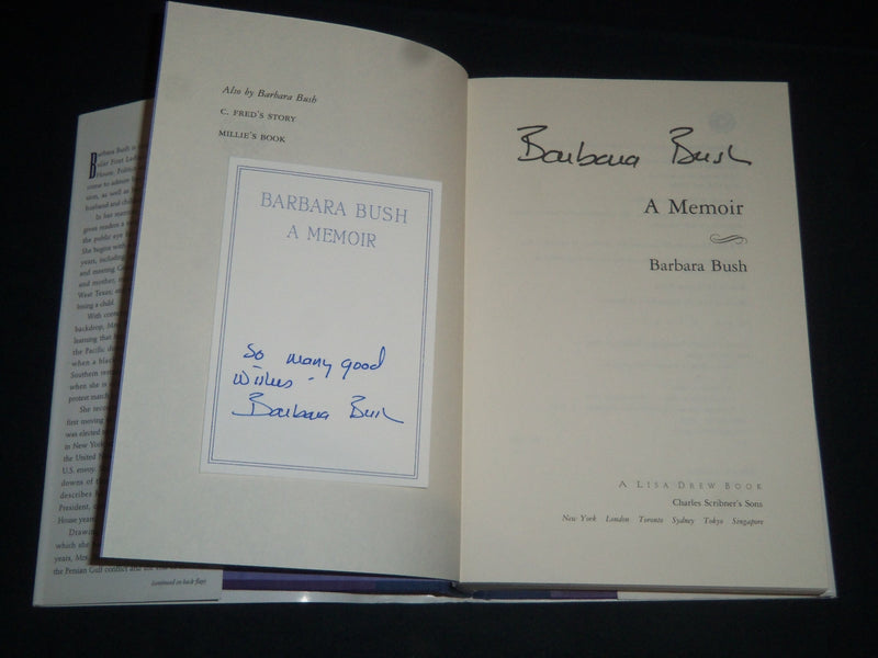1994 BARBARA BUSH A MEMOIR SIGNED BOOK - FIRST EDITION - HARDCOVER - KD 5511