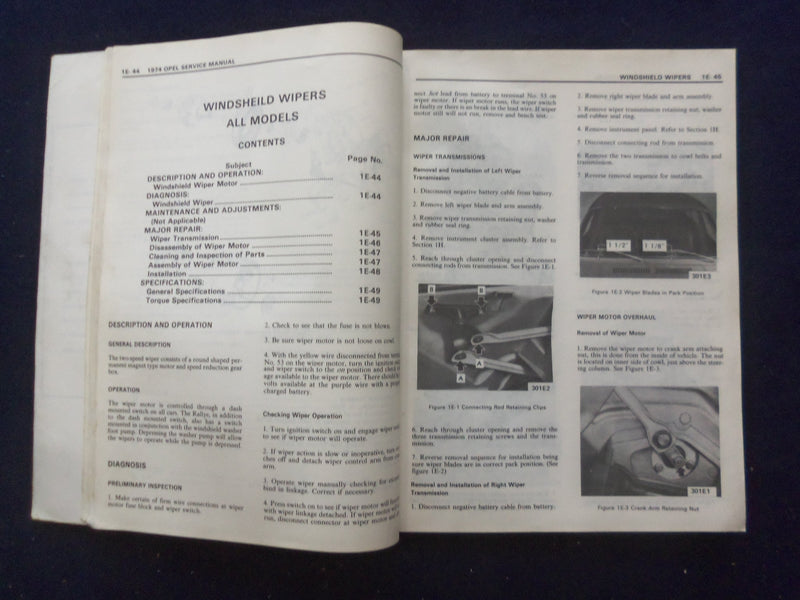 1974 OPEL 1900 MANTA CHASSIS SERVICE MANUAL - SOFTCOVER MANUAL - KD 8879