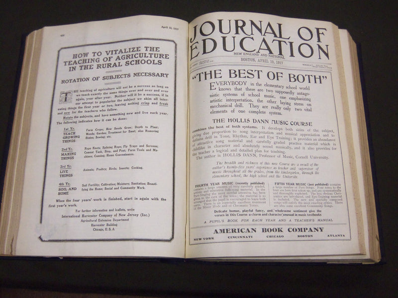 1917 JANUARY-DECEMBER JOURNAL OF EDUCATION BOUND VOLUME - COMPLETE YEAR - R 889