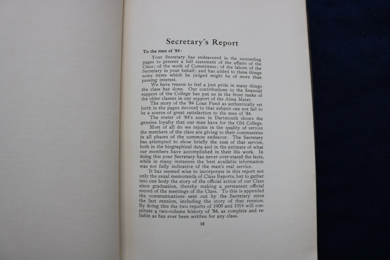 1909-1914 DARTMOUTH 1884 SOFTCOVER BOOK - K 1337