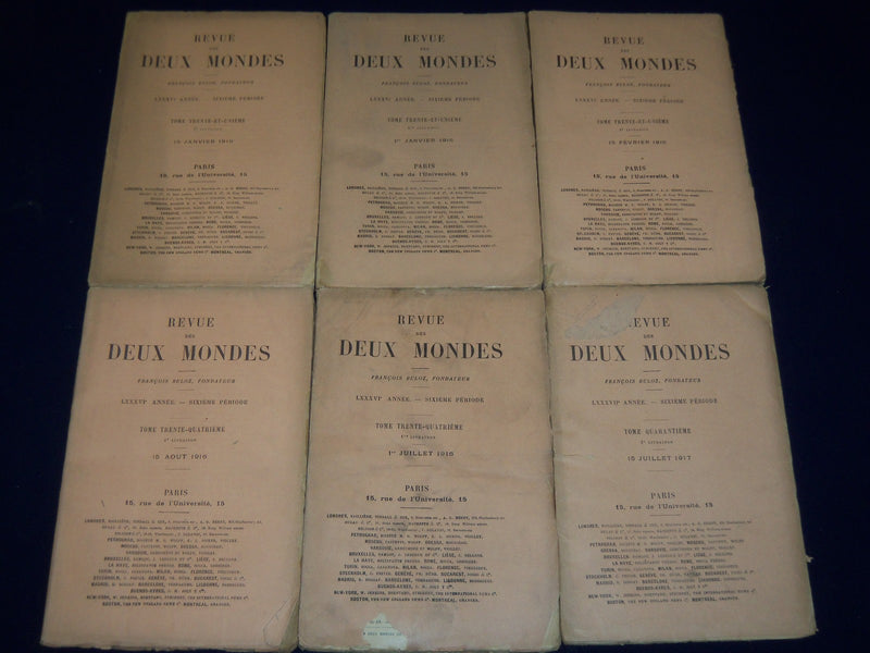 1916-1917 REVUE DES DEUX MONDES FRENCH MAGAZINE LOT OF 6 ISSUES - WR 815