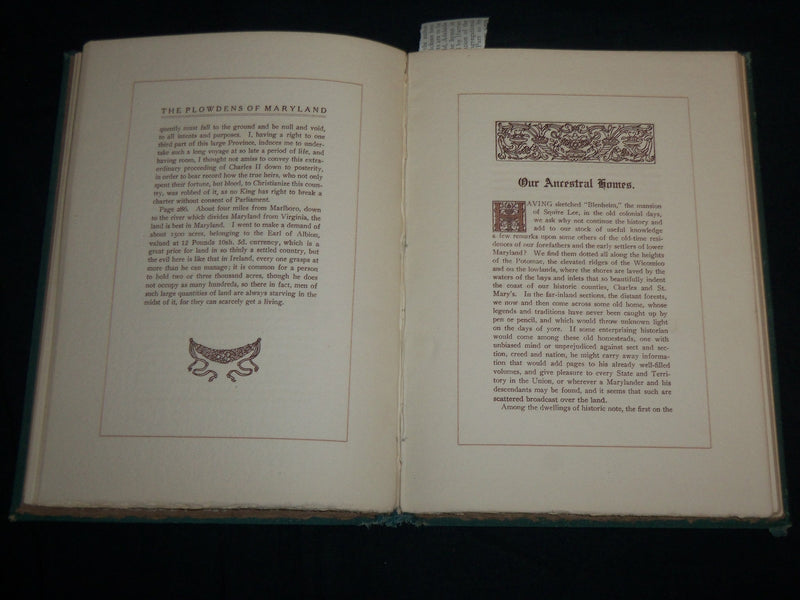 1904 ONE BRANCH OF THE PLOWDERS OF MARYLAND HARDCOVER BOOK - KD 6865