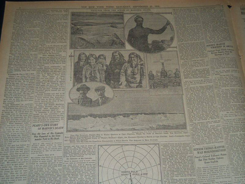 1926 SEPT 25 NEW YORK TIMES - ESKIMO KILLED PROF. MARVIN CONFESSES - NT 7564