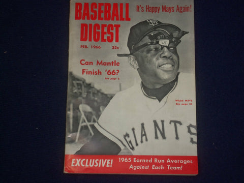 1966 FEBRUARY BASEBALL DIGEST MAGAZINE - WILLIE MAYS COVER - B 6752