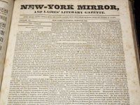 1828-1829 NEW YORK MIRROR AND LADIES GAZETTE BOUND VOLUME - SHELLEY - R 89P