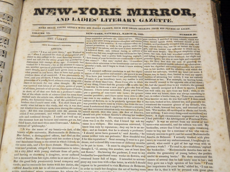1828-1829 NEW YORK MIRROR AND LADIES GAZETTE BOUND VOLUME - SHELLEY - R 89P