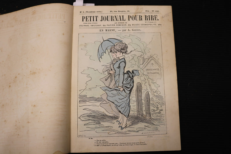 1890'S PETIT JOURNAL POUR RIRE FRENCH MAGAZINE VOLUMES LOT OF 2 - VOLUME 1 NO. 1
