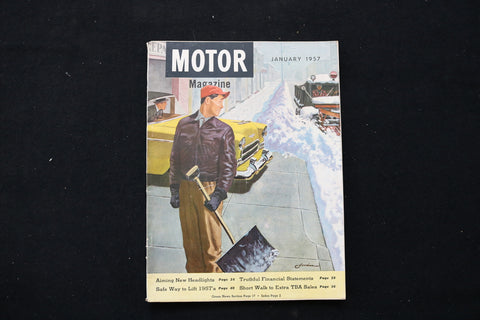 1957 JANUARY MOTOR MAGAZINE - MAN WITH SHOVEL COVER - E 10398