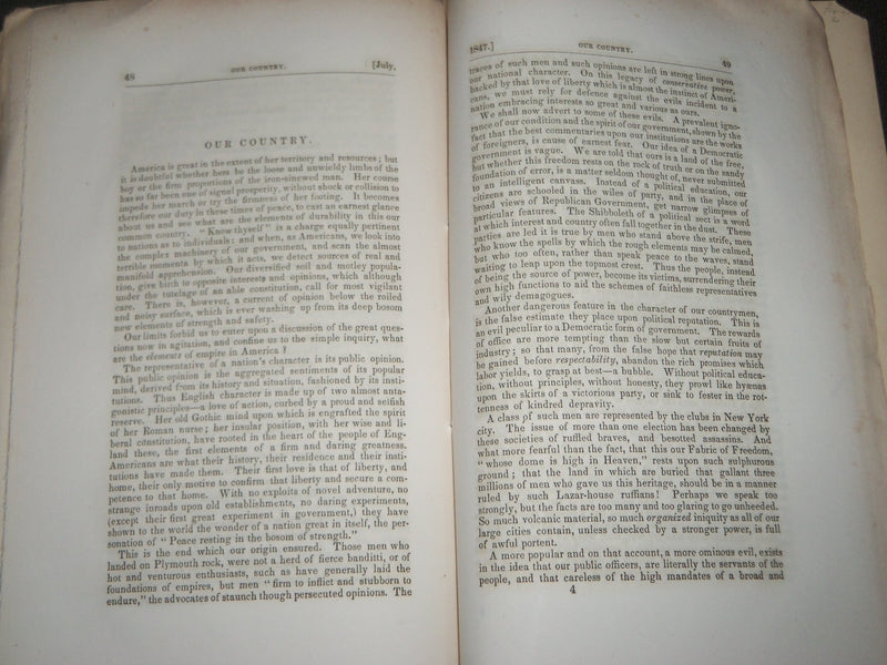 1847 JULY THE AMERICAN LITERARY MAGAZINE VOL 1 NO. 1 - WALTER RALEIGH - J 2787