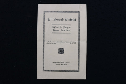 1935 PITTSBURGH DISTRICT EPWORTH LEAGUE HOME INSTITUTE PROGRAM - K 2935