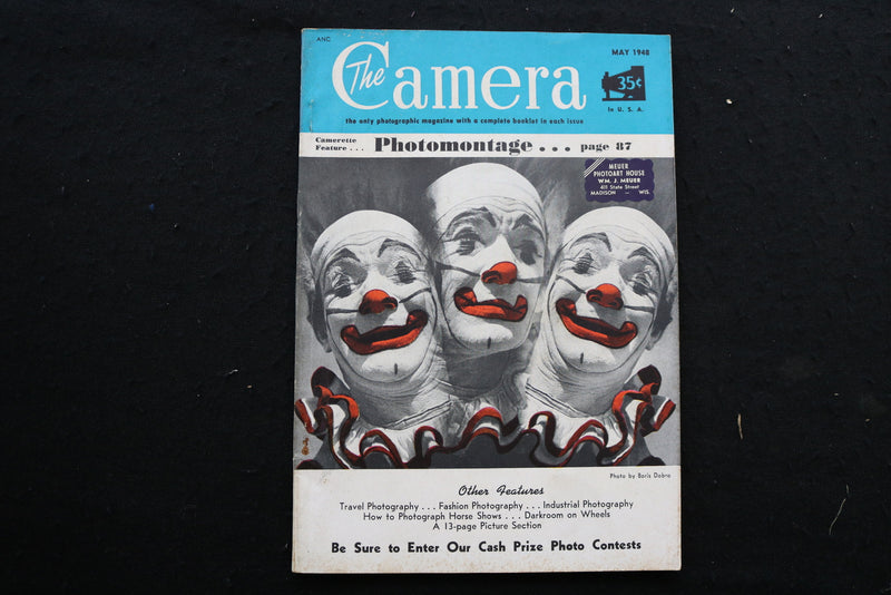 1948 MAY THE CAMERA MAGAZINE - PHOTOMONTAGE - CLOWNS COVER - K 337