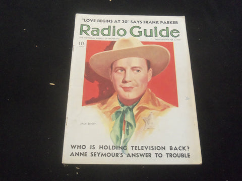 1937 FEBRUARY 6 RADIO GUIDE MAGAZINE - JACK BENNY ILLUSTRATED COVER - SP 9517G