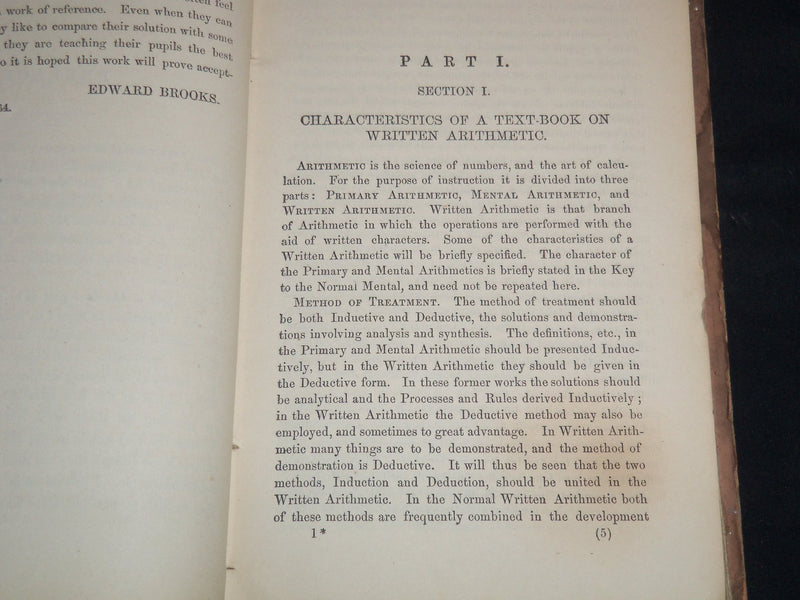 1863-1879 BROOK'S NORMAL PRIMARY ARITHMATIC BOOKS LOT OF 5 - KD 4351F