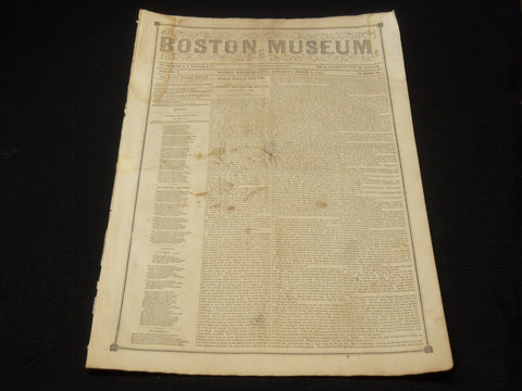 1851 MARCH 8 BOSTON MUSEUM NEWSPAPER - JUDITH BENSADDI SEQUEL - HAYWOOD- NP 9030