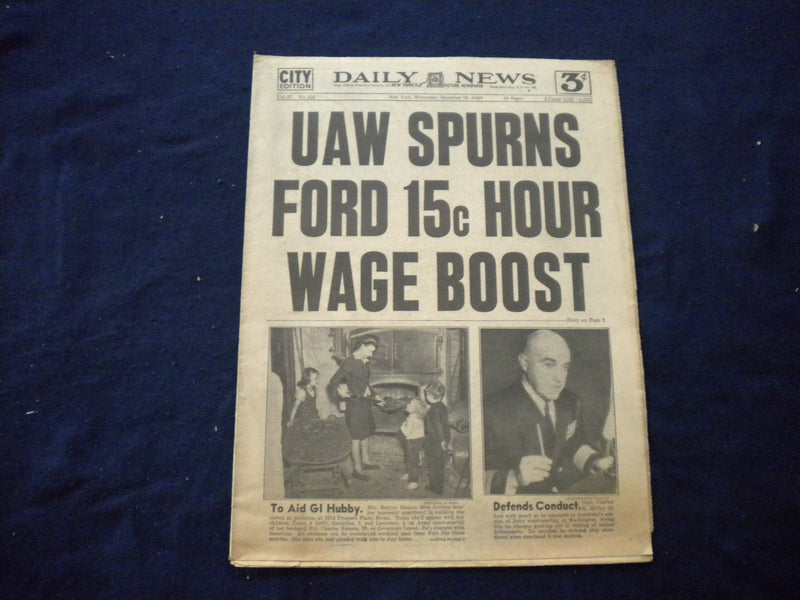 1945 DEC 19 NEW YORK DAILY NEWS NEWSPAPER-UAW SPURNS FORD .15 HOUR WAGE- NP 5984