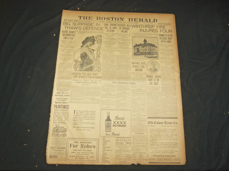 1907 JANUARY 28 THE BOSTON HERALD - BIG SUSPENSE IN THAW'S DEFENSE - BH 24