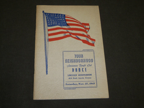 1943 NOV 27 YOUR NEIGHBORHOOD SERVICEMENS BENEFIT DANCE PROGRAM - J 3538