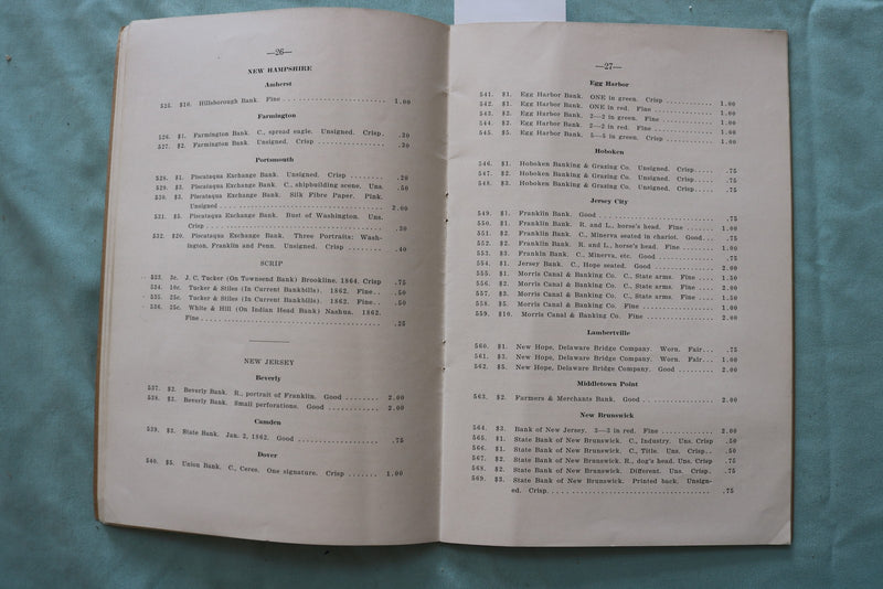1929 D. C. WISMER PAPER MONEY ISSUED IN U.S. PRICE LIST -SOFTCOVER BOOK - K 3307