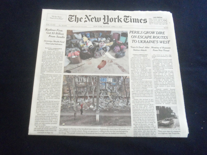 2022 APRIL 11 NEW YORK TIMES - KUSHNER FIRM GOT $2 BILLION FROM SAUDIS