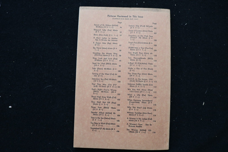 1939 DECEMBER 25 MOTION PICTURE REVIEW DIGEST SOFTCOVER BOOK - K 2916