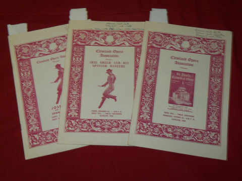 1953-1960 CLEVELAND OPERA ASSOCIATION PROGRAM LOT OF 3 - O 1098G