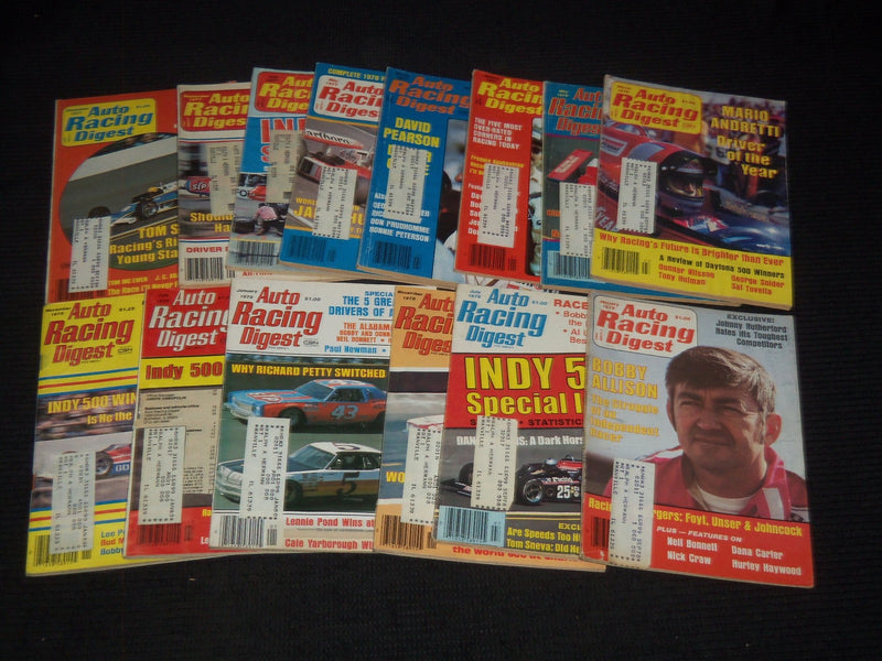 1977-1979 AUTO RACING DIGEST MAGAZINES OT OF 14 ISSUES - O 3074E