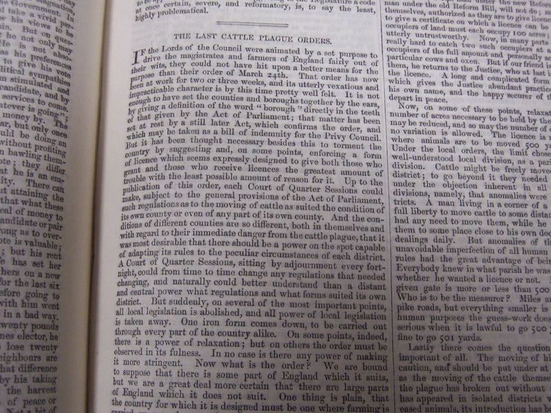 1866 SATURDAY REVIEW 2 BOUND VOLUMES - COMPLETE YR- PUBLISHED IN LONDON - R 1082