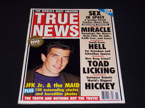 1992 NOVEMBER TRUE NEWS MAGAZINE - JFK JR. COVER - PREMIER ISSUE - E 16885