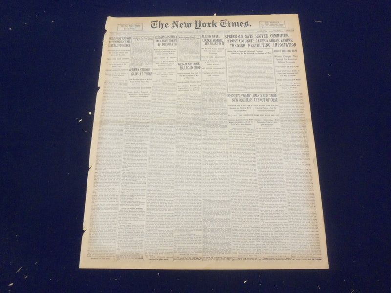 1917 DECEMBER 15 NEW YORK TIMES - HALF OF CITY YARDS OUT OF COAL - NT 8276