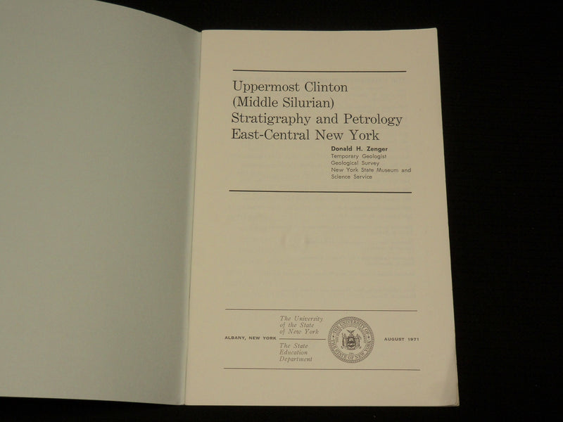 1971 UPPERMOST CLINTON STRATIGRAPHY AND PETROLOGY EAST CENTRAL NY BOOK - J 7050