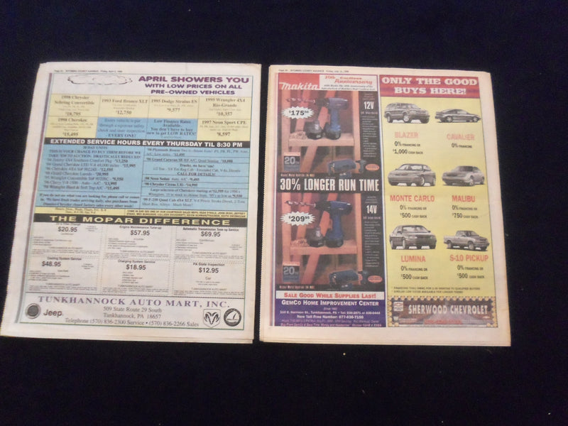 1999 WYOMING COUNTY (PENNSYLVANIA) ADVANCE NEWSPAPER - LOT OF 2 - NP 6216