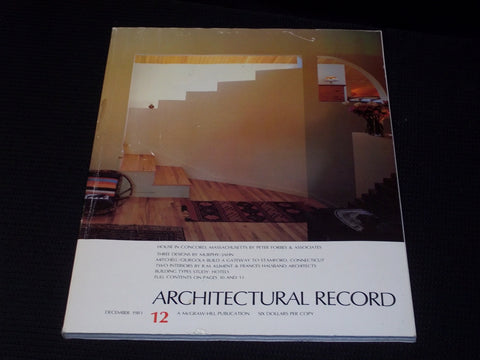 1981 DECEMBER ARCHITECTURAL RECORD MAGAZINE - HOTELS FRONT COVER - E 5941