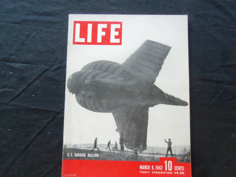 1942 MARCH 9 LIFE MAGAZINE - U.S. BARRAGE BALLOON - L 277