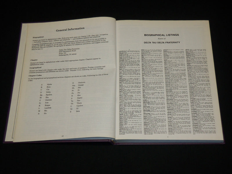 1990 DELTA TAU DELTA FRATERNITY ALUMNI DIRECTORY HARDCOVER BOOK - KD 6441