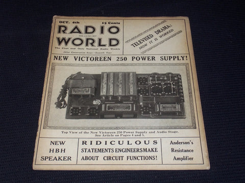 1928 OCTOBER 6 RADIO WORLD MAGAZINE NICE ELECTRONICS COVERS & ADS - E 2818