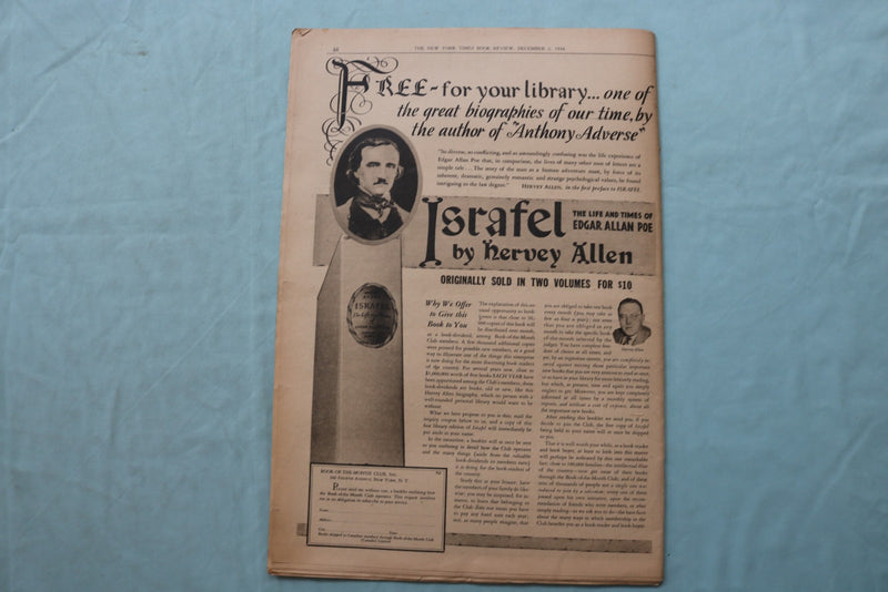 1934 DEC 2 NEW YORK TIMES BOOK REVIEW SECTION - FRANZ WERFEL'S NOVEL - NP 9165
