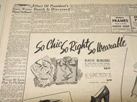 1945 APRIL 13 ARIZONA REPUBLIC NEWSPAPER - PRESIDENT ROOSEVELT DIES - NP 4514